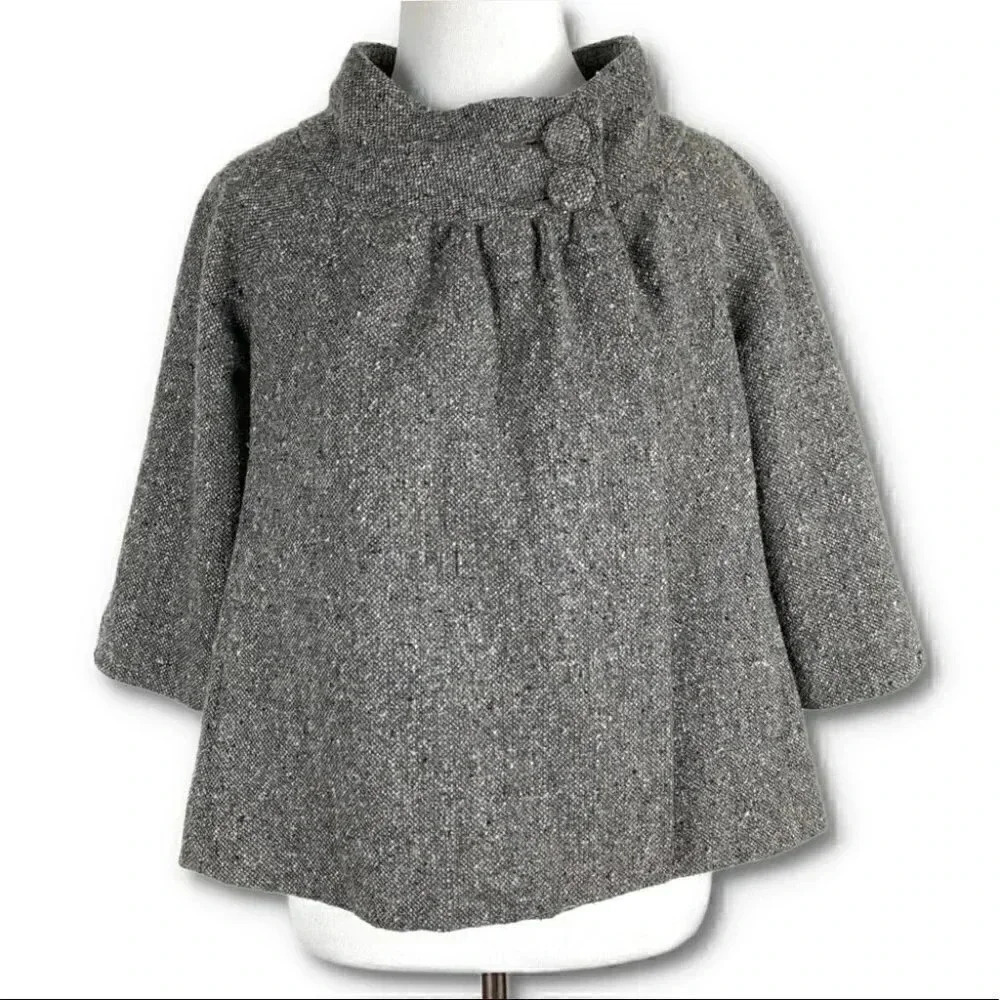 Old navy Womens capelet size XS gray 50% wool dressy jacket Y2k vintage